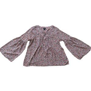 Torrid Tunic Floral Pullover Pintuck Bell Sleeve Semi-Sheer Size 14/16